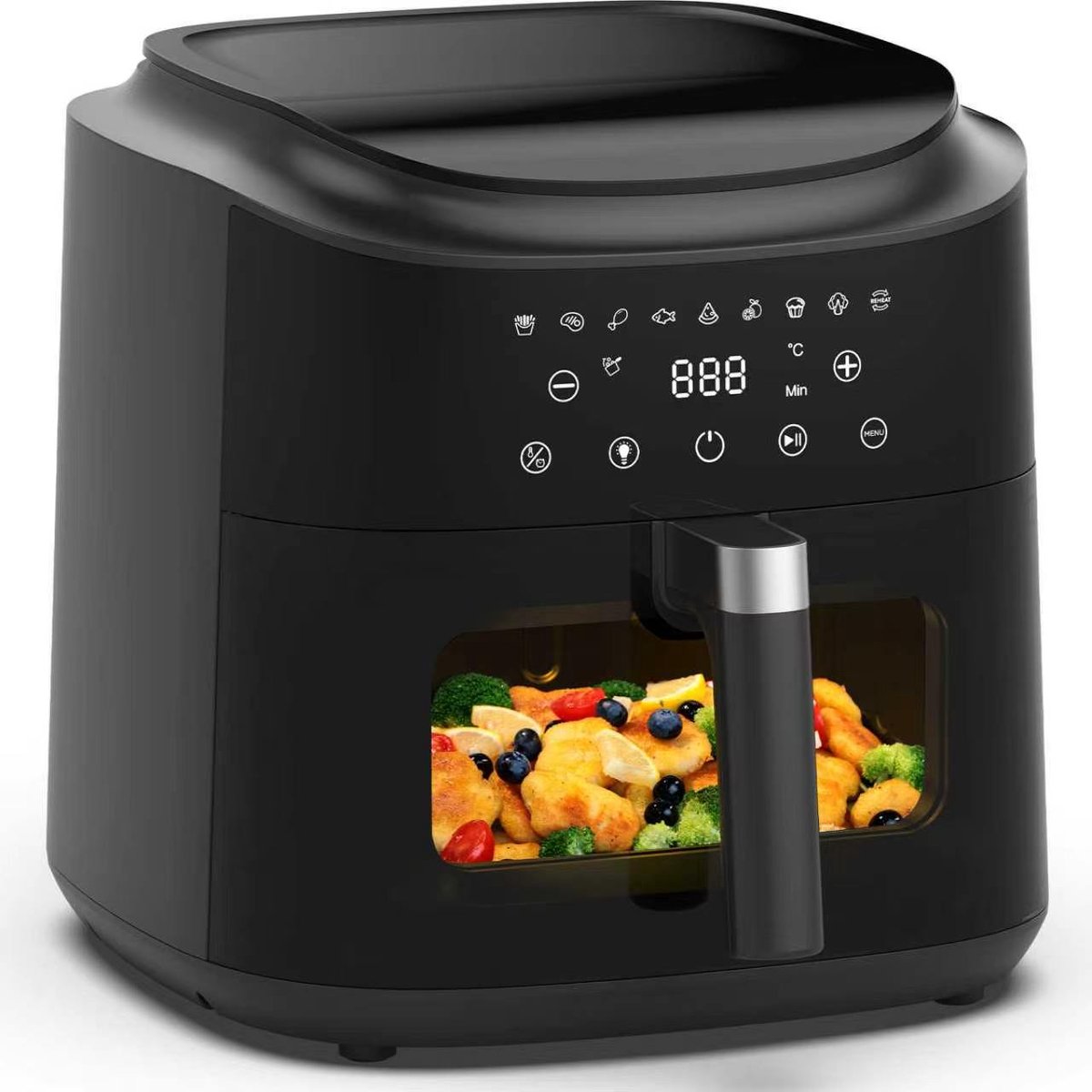 AIMASON 80D10W - 2350W Airfryer met kijkvenster en verlichting - 9L XXL Heteluchtfriteuse - Minder olie - 9 Programma - Schudherinnering