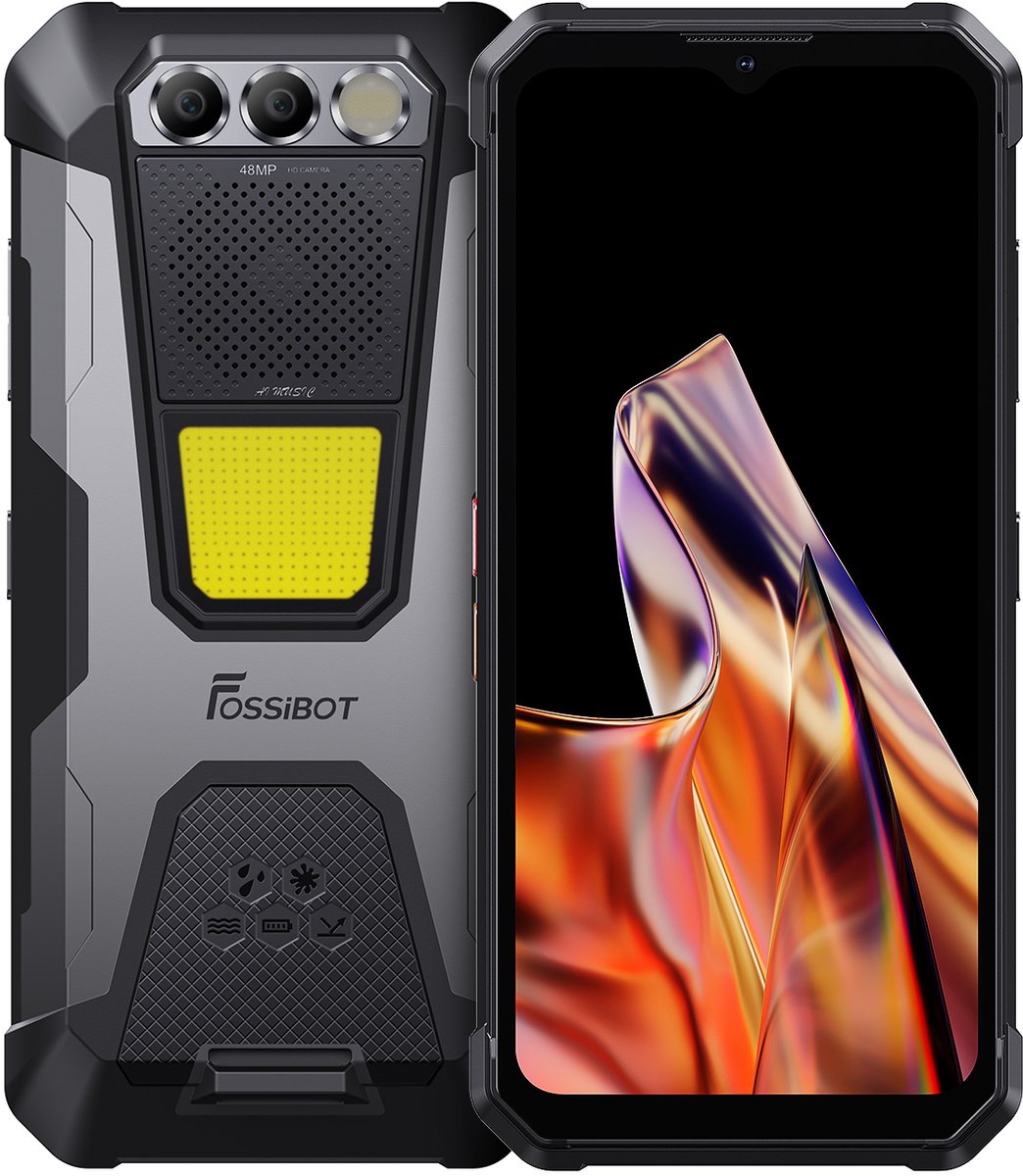 Fossibot F106 Pro -Robuuste telefoon - Smartphone - 6,58-inch FHD+ IPS-scherm, 8 GB RAM + 256 GB ROM-opslag - uitbreidbaar tot 512 GB RAM - Android 14-besturingssysteem - ultralange standby-tijd - 1600W frontcamera