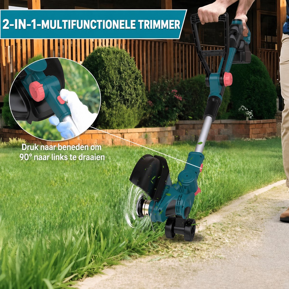 750W Elektrische Grastrimmer (Zonder Accu & Oplader) - Accu Grasmaaier met Onkruidborstel - Trimmer Compatibel met 18V Makita Accu's - 5-in-1 Borstelloze Onkruidverwijderaar met Onkruidborstel en Staalborstel – foto 4