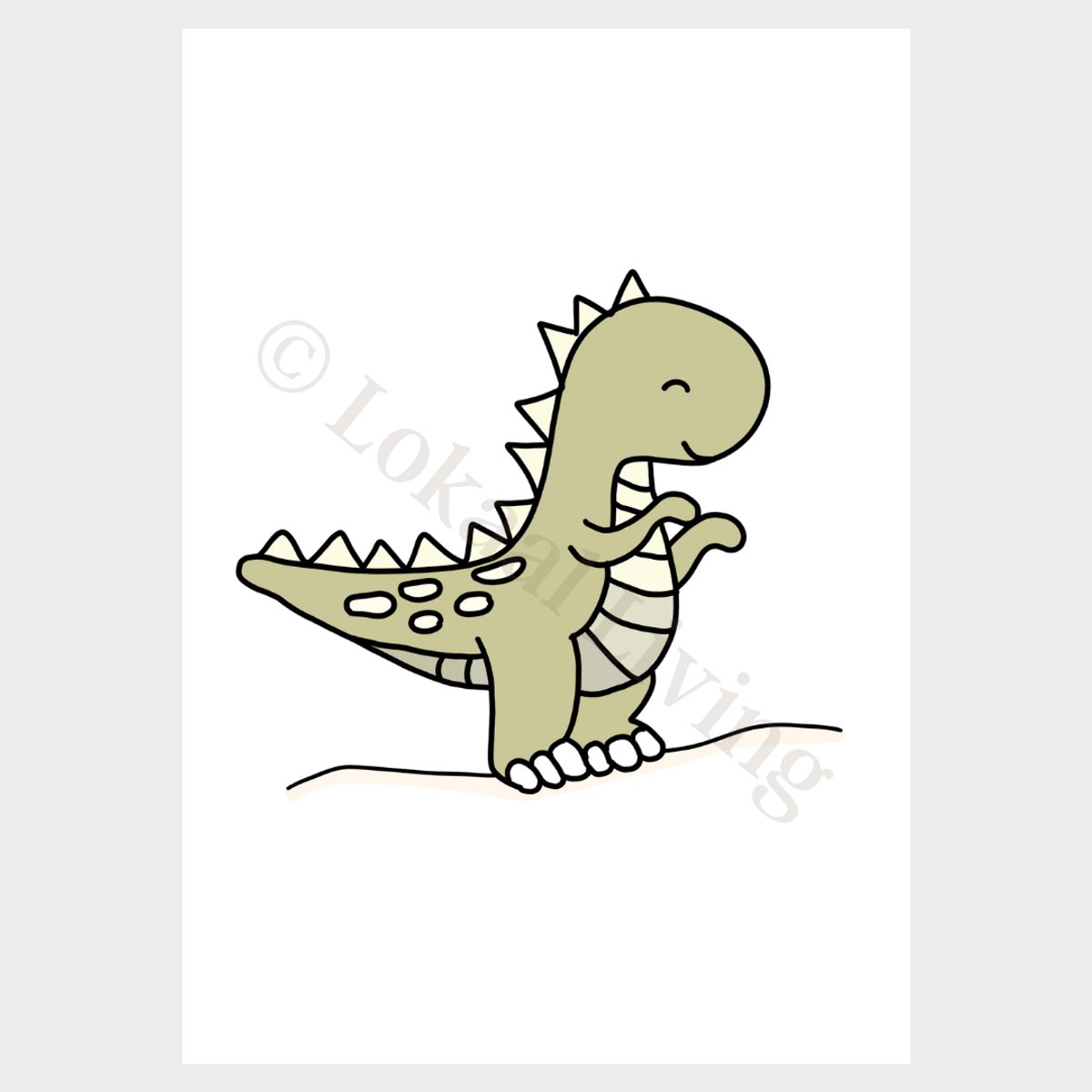 Lokaal Living - a4 poster - T-rex - oerdieren - dieren - babykamer - kinderkamer