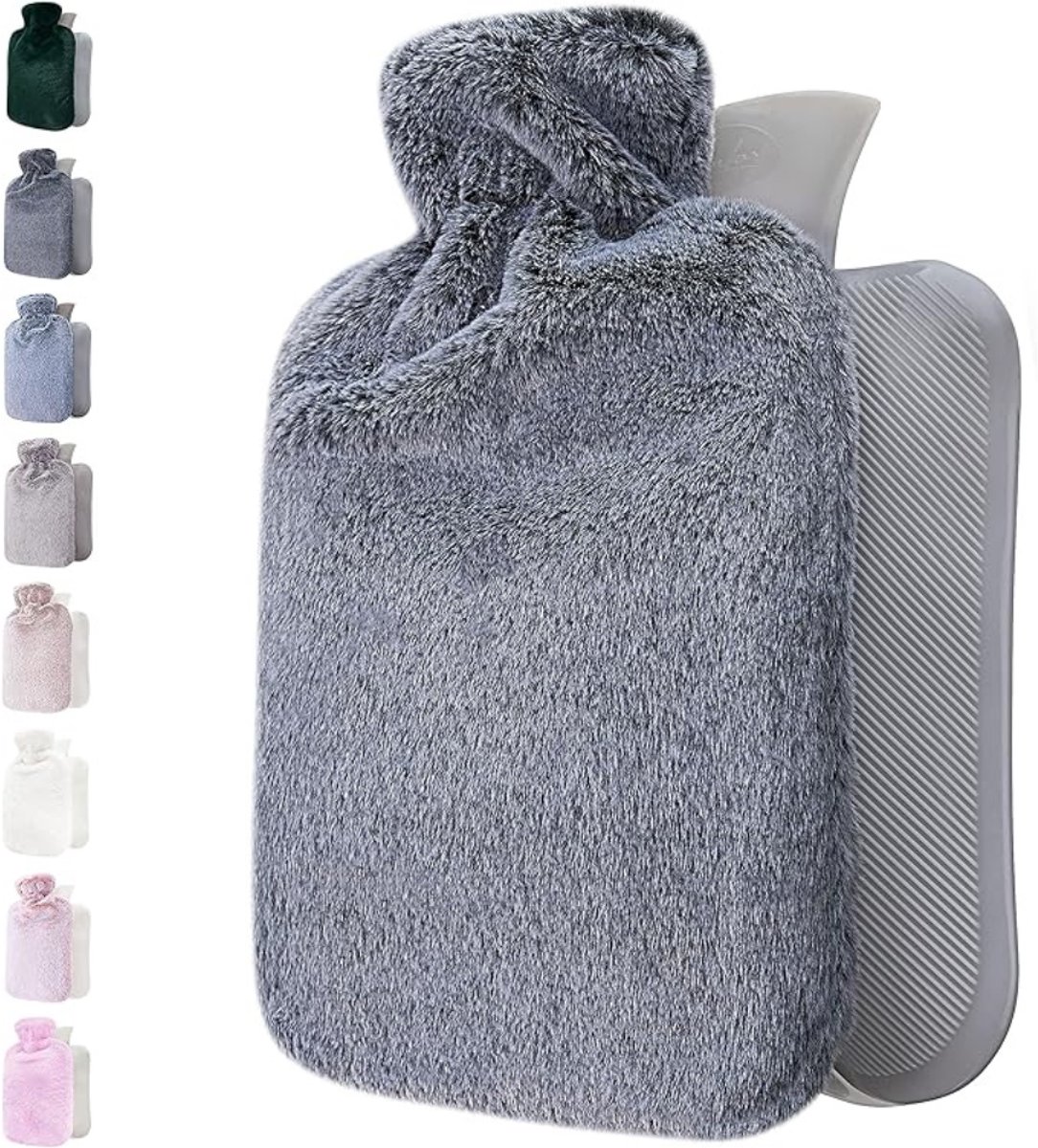 Verte Kruikzak - Warmwaterkruikhoes - Zachte Hoes van Premium Fleece - Verwarmingskussen Tegen Menstruatiepijn en voor Meer Comfort Tijdens de Menstruatie - Warm- en Koudkompres - 2 L - Donkergrijs