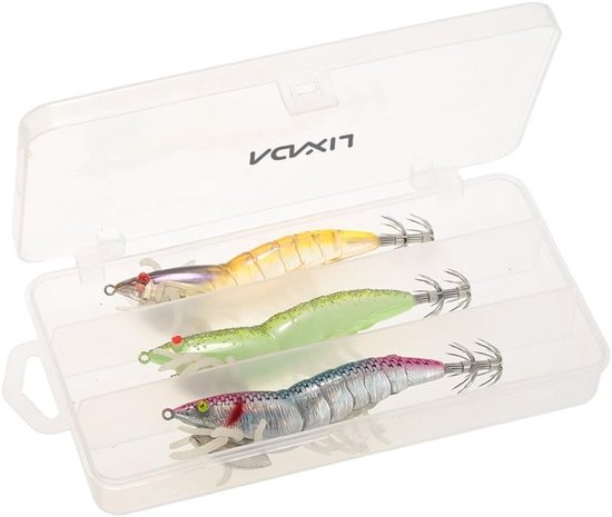 Visserskunstaas voor Garnalen en Inktvis - Hard Kunstmatige Lure met Glimfunctie en Geleadde Haak, 12cm/21g, Set van 3 Stuks van Merkloos — afbeelding 2