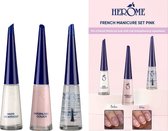 Herome French Manicure Set Roze - Nagelverzorging - Nude en Witte Nagellak - met Top Coat - 3x10ml