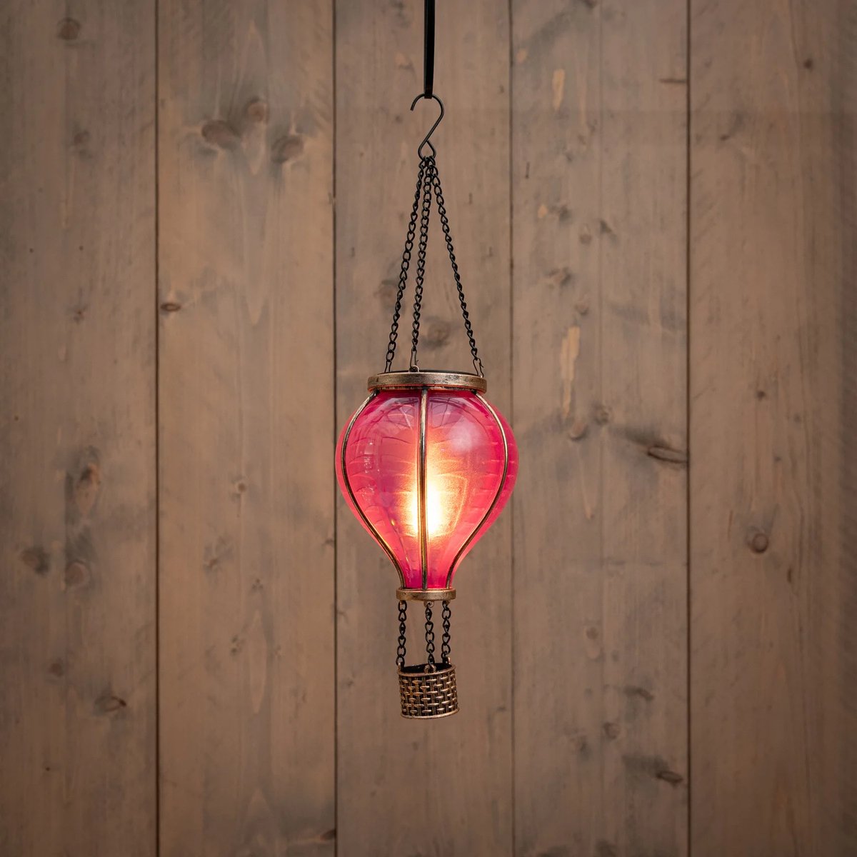 Solar tuinverlichting Luchtballon - Met Vlameffect - Roze 36 cm