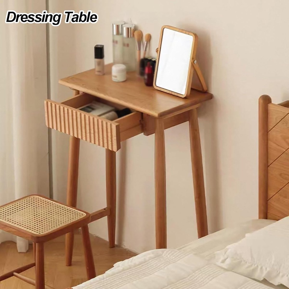 Luxe Smalle Consoletafel met Lades en Geribbeld Design 100x31x85 cm – Moderne Haltafel, Sidetable, Entreetafel, Sofa Tafel voor Woonkamer, Hal, Gang en Slaapkamer