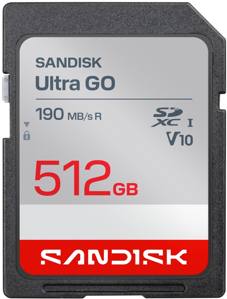 SanDisk SDXC Ultra GO 512GB (UHS-1, V10, U1, C10, R190MB/s, Full HD Video)