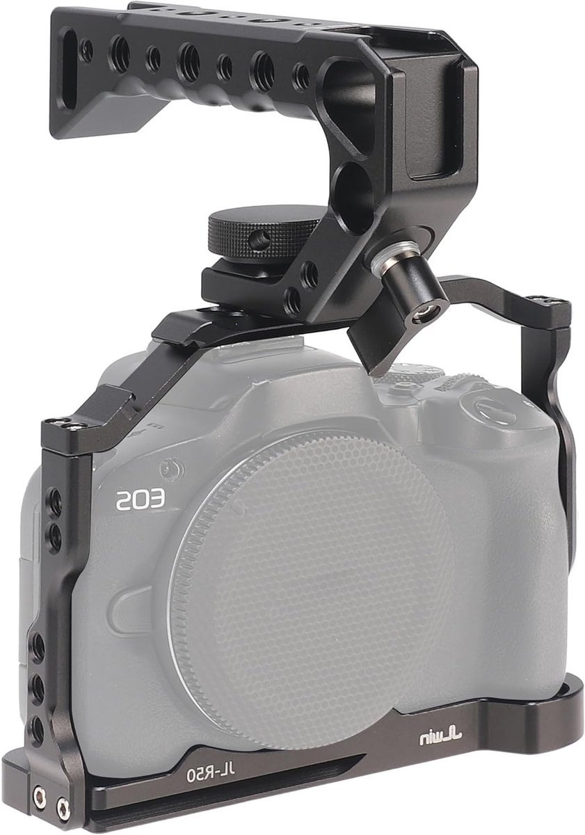 Top Handle Cage van Aluminium Legering voor Canon EOS R50 - Camera Cage voor Vloggen, Video-opnames en Filmmaken met 1/4" en 3/8" Arri Bevestigingen
