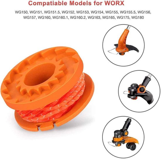 8 stuks grasmaaieraccessoires - Geschikt voor WORX grasmaaiers - Vervanging WORX WA0010/WA6531 spoelen - Ø1,65 mm, 3 m - lange draadtrimmer - vervangende spoel - Vervangende spoeltrimmerkop van WORX — afbeelding 3