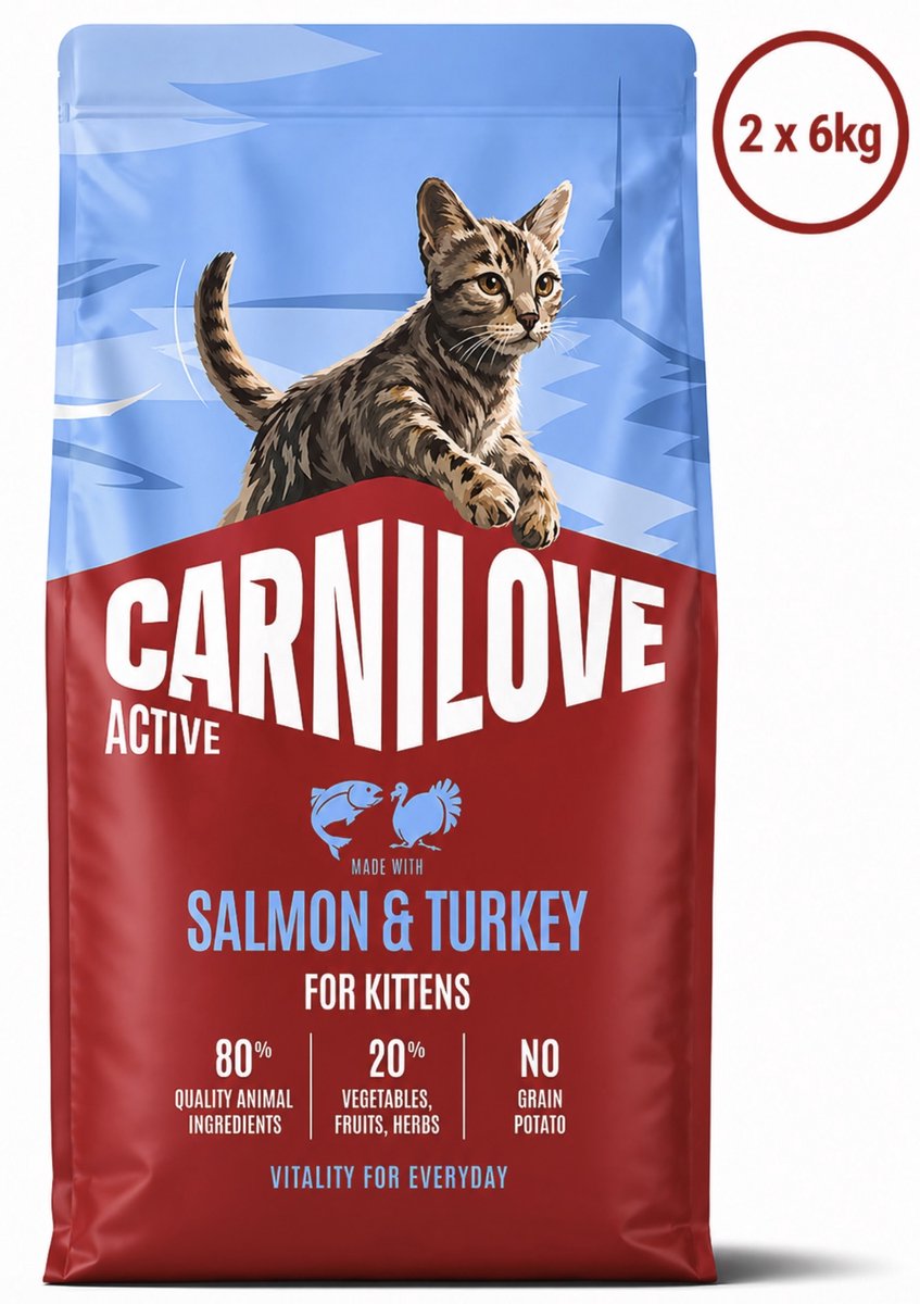 Carnilove Carnilove salmon / turkey kittens kattenvoer 2x 6 kg
