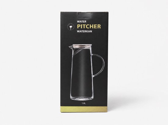 Glasrijk® Waterkaraf 1,8 L - Waterkan met Deksel En Filter - Glas - Glazen Karaf 1,8 Liter - Schenkkan - Glazen waterkan - Waterkaraf voor fruitwater - Multifunctionele decanteerkaraf - Waterkan - Waterkaraf