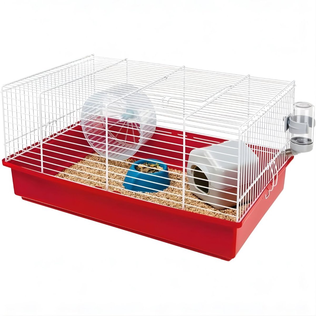KAD® Hamsterkooi - Hamster Speelgoed - Hamster - Wit en Rood - 46cm x 30cm x 23cm