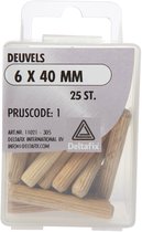 Deltafix. Hout verbinder. voor Meubels. Deuvels 6 x 40 mm. 25 stuks Proppen.