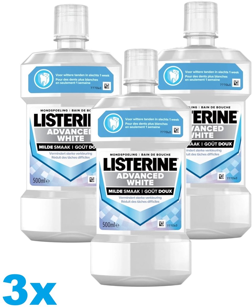 Listerine – Mondwater – Advanced White – Mild – 500 ml - Bulkverpakking - 3 stuks