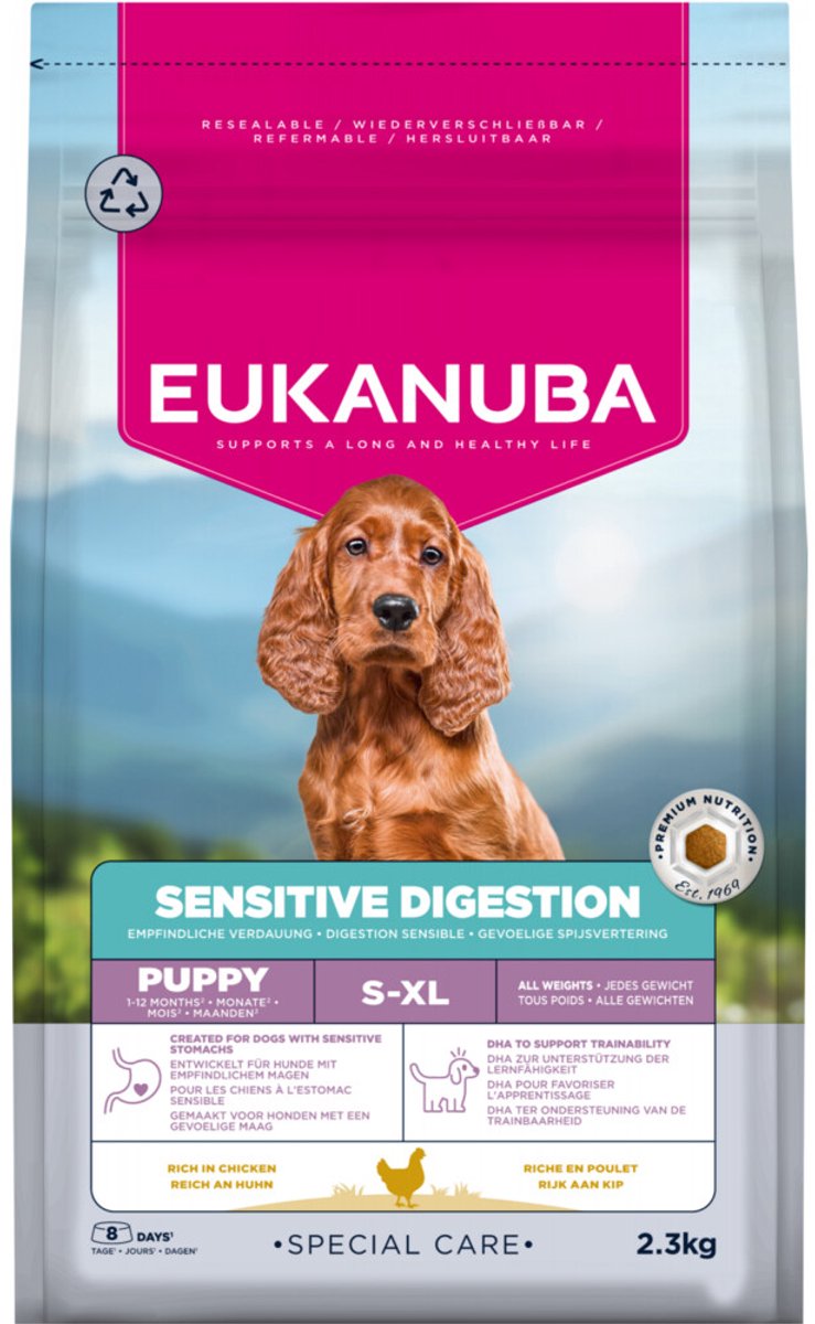 Eukanuba Eukanuba Hondenvoer Droog Special Care Puppy Sensitive Digestion - 3 x 2,3 kg - Voordeelverpakking