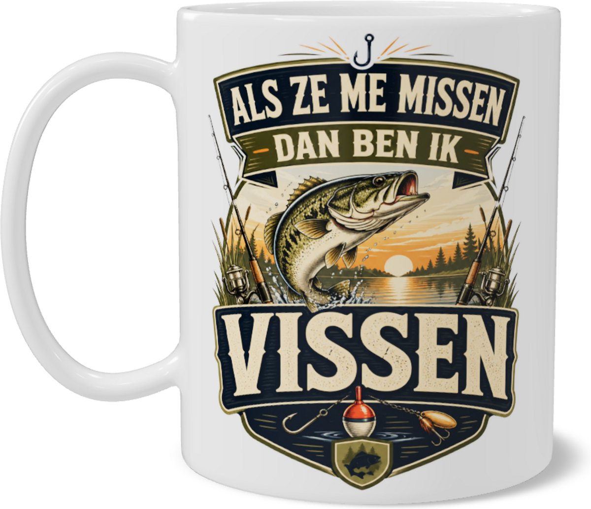 Mok met Vissen Quote Grappig Cadeau voor Visser - Vis Hobby Design met Baars en Hengels