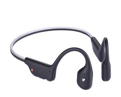 Mecura Bone Conduction Headphone IP68 32GB - Open Ear Oortjes & Open Ear Koptelefoon - Draadloze Oordopjes - Bluetooth Oortjes - Hardlopen & Zwemmen - 15u - LED Veiligheidslicht - Titanium