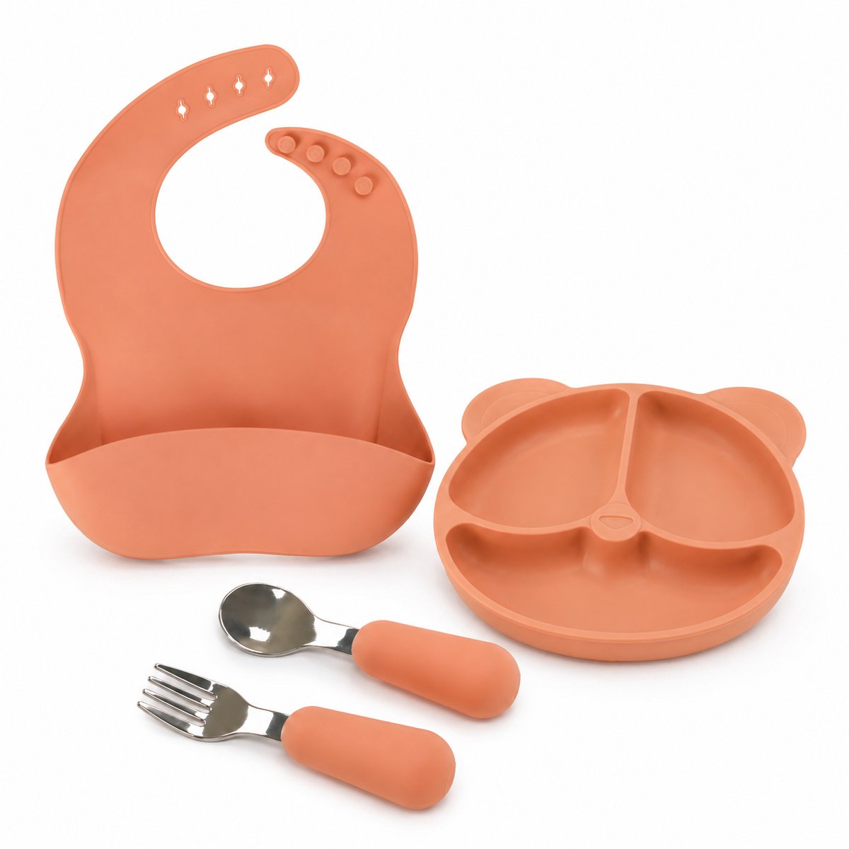 Siliconen Bord Set Baby en Kind - Roze - Kinderbord - Sterk - Dinerbord - Ontbijtbord - Vakjes - BPA-vrij