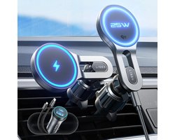 Nieuwe Generatie LISEN Qi2.2 25W Magnetische Draadloze Auto Oplader & Telefoonhouder voor iPhone 17/16/15/14/13/12 – MagSafe Compatible – 360° Verstelbaar – Snellader Auto Ventilatierooster – Sterke Magneet – USB-C Autolader Inclusief