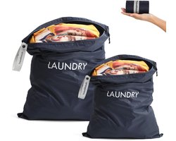 Travelhawk Grote Waszakken - 2 Stuks - 60 x 45 cm en 55 x 35 cm - Waszak voor Beddengoed, Handdoeken & Kleding – Wasnet voor Wasmachine - Blauw