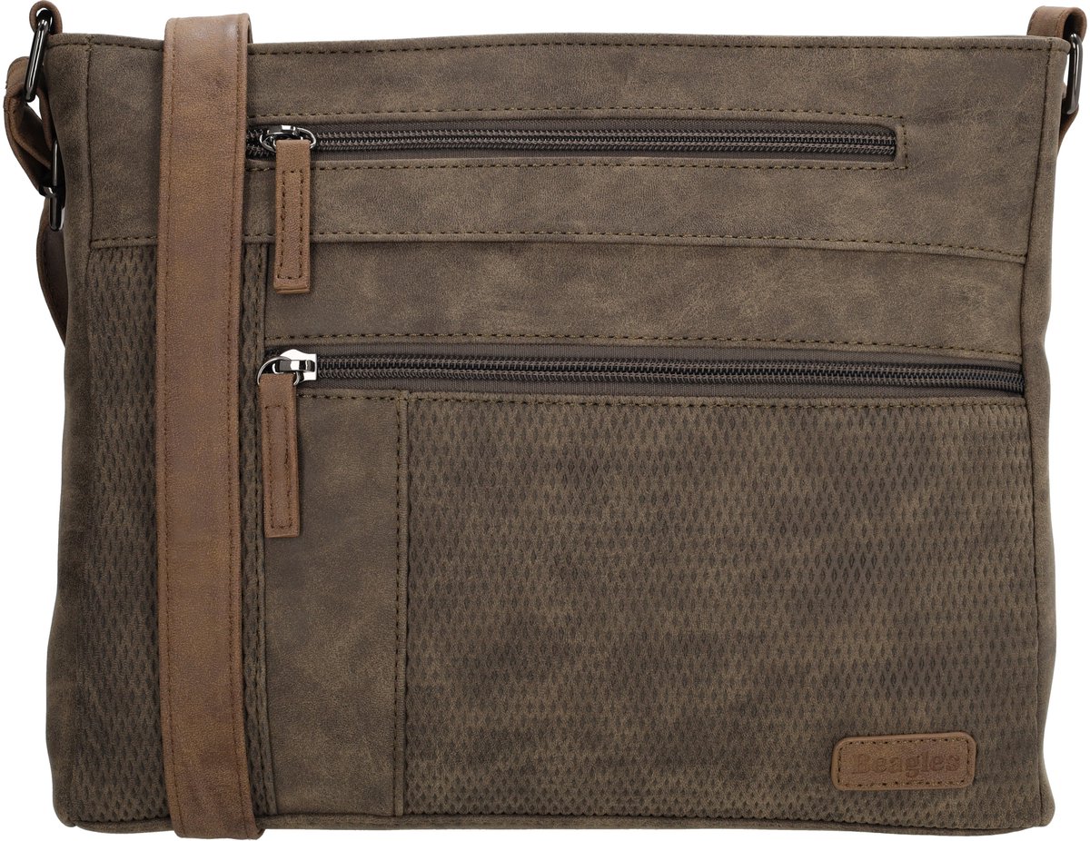 Beagles Brunete Crossbody Schoudertas - Handige Ritsvakken - Donkertaupe