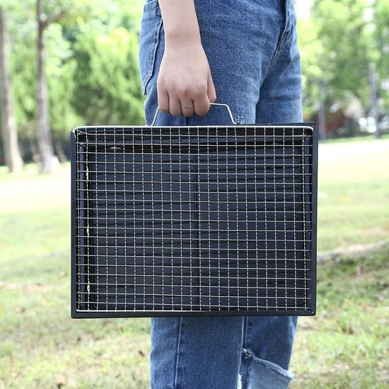 Draagbare houtskoolbarbecue - Geschikt voor 5–7 personen - Middelgroot - Opvouwbaar - Gemakkelijk mee te nemen - Ideaal voor picknicks, op reis, op het terras of bij het kamperen in de tuin - 43 x 29 x 23 cm van Merkloos — afbeelding 5