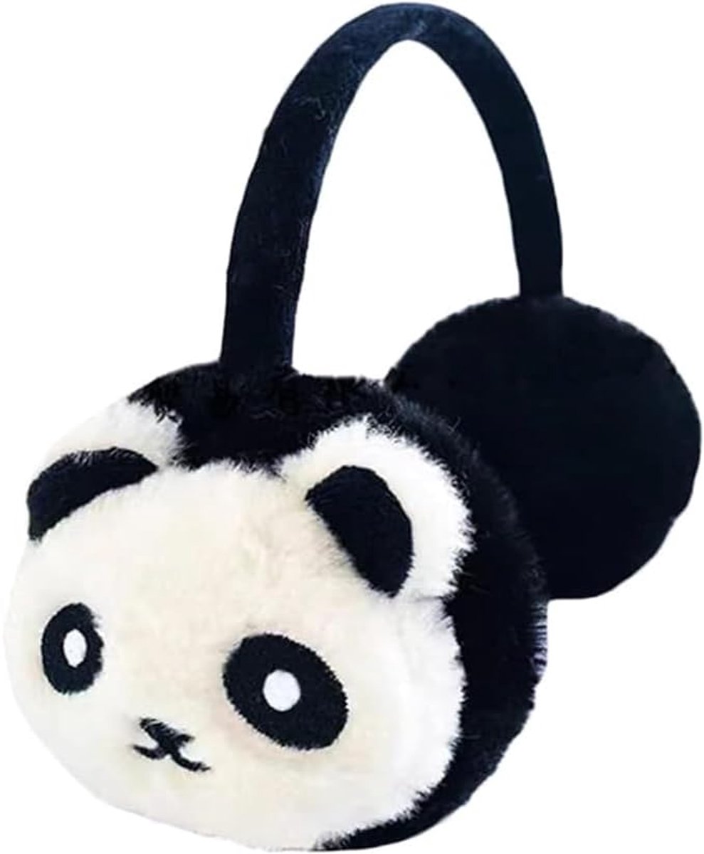 JeiibrZui Kinderearmuffs Pluche - Unisex Maat - 1 Stuks - Winddicht Oorwarmers met Schattig Panda Motief voor Winter Buitenactiviteiten zoals Skiën en Fietsen