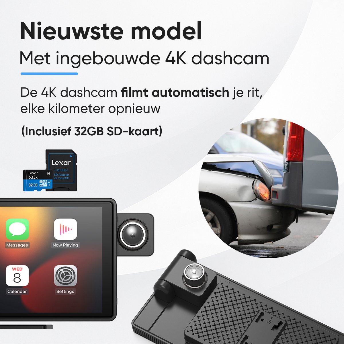CarMe 10 Inch CarPlay Scherm Draadloos met Dashcam, Achteruitrijcamera, Apple CarPlay & Android Auto - Afbeelding 3