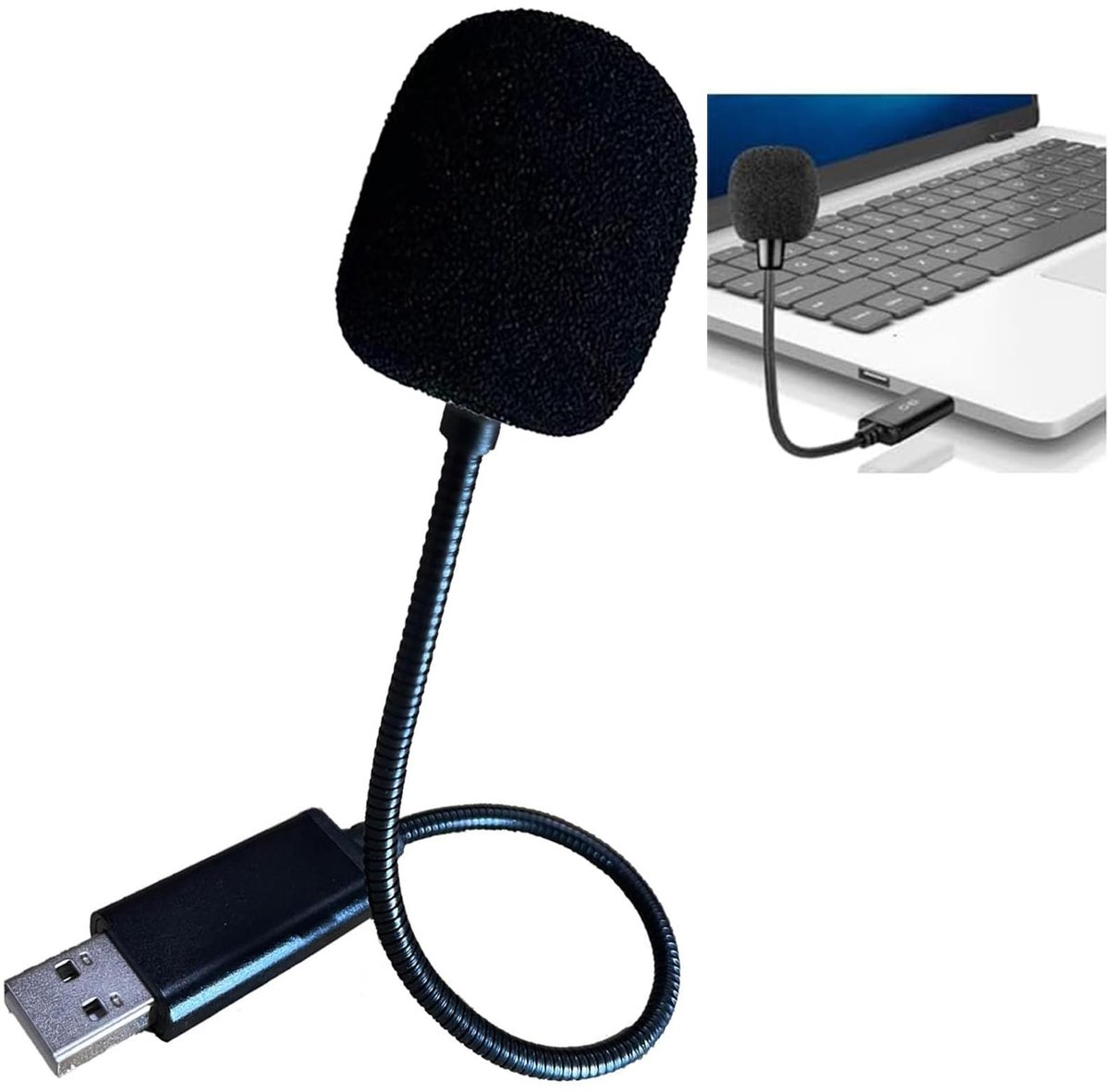 ONF3 - USB Microfoon - Mini Gooseneck Microfoon - Ideaal voor Online Vergaderingen - Plug & Play - Geluidskwaliteit - Geschikt voor PC en Laptop...