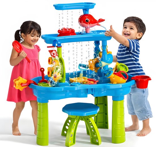 Yammii | Jouet Table à eau - Table de jeu d'eau pour l'extérieur - Table à sable et à eau avec accessoires - Parcours d'eau et table d'activités pour enfants