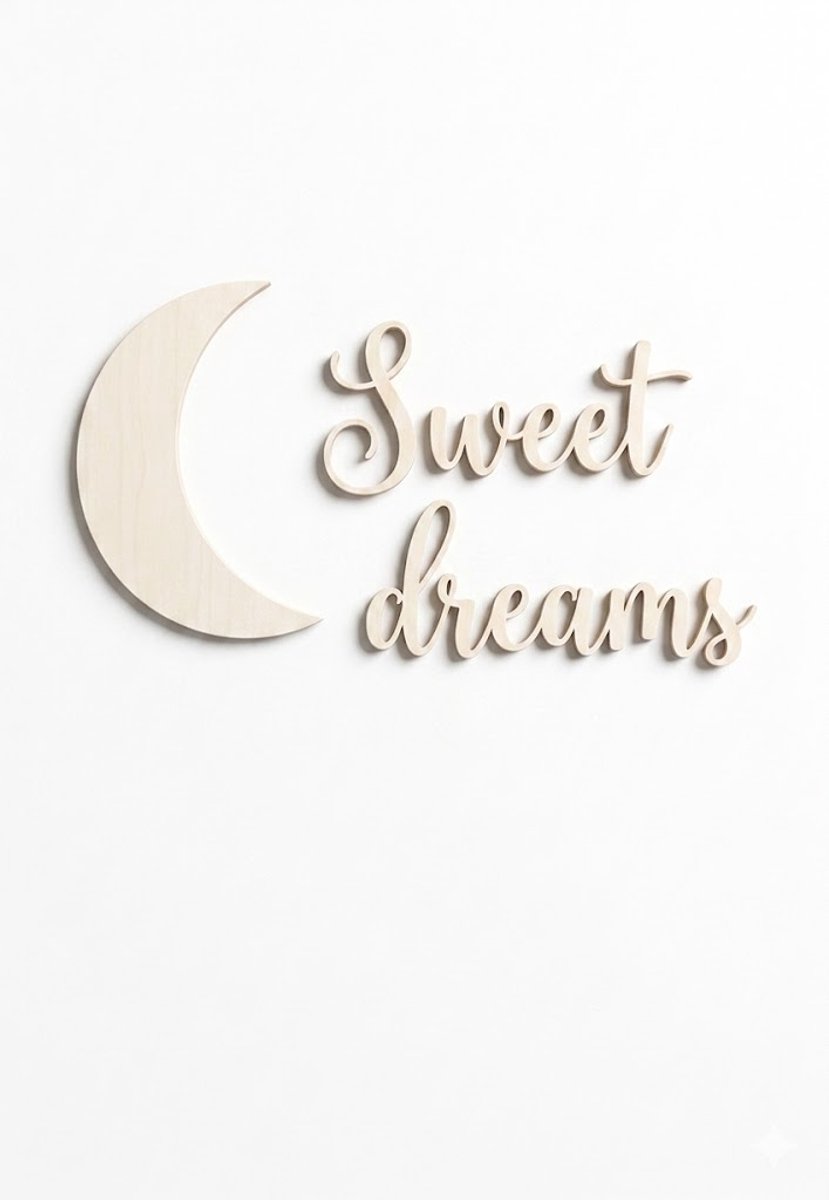 Laser Creative – Houten Muurdecoratie Sweet Dreams – Babykamer – Met Maan – Optioneel Naam