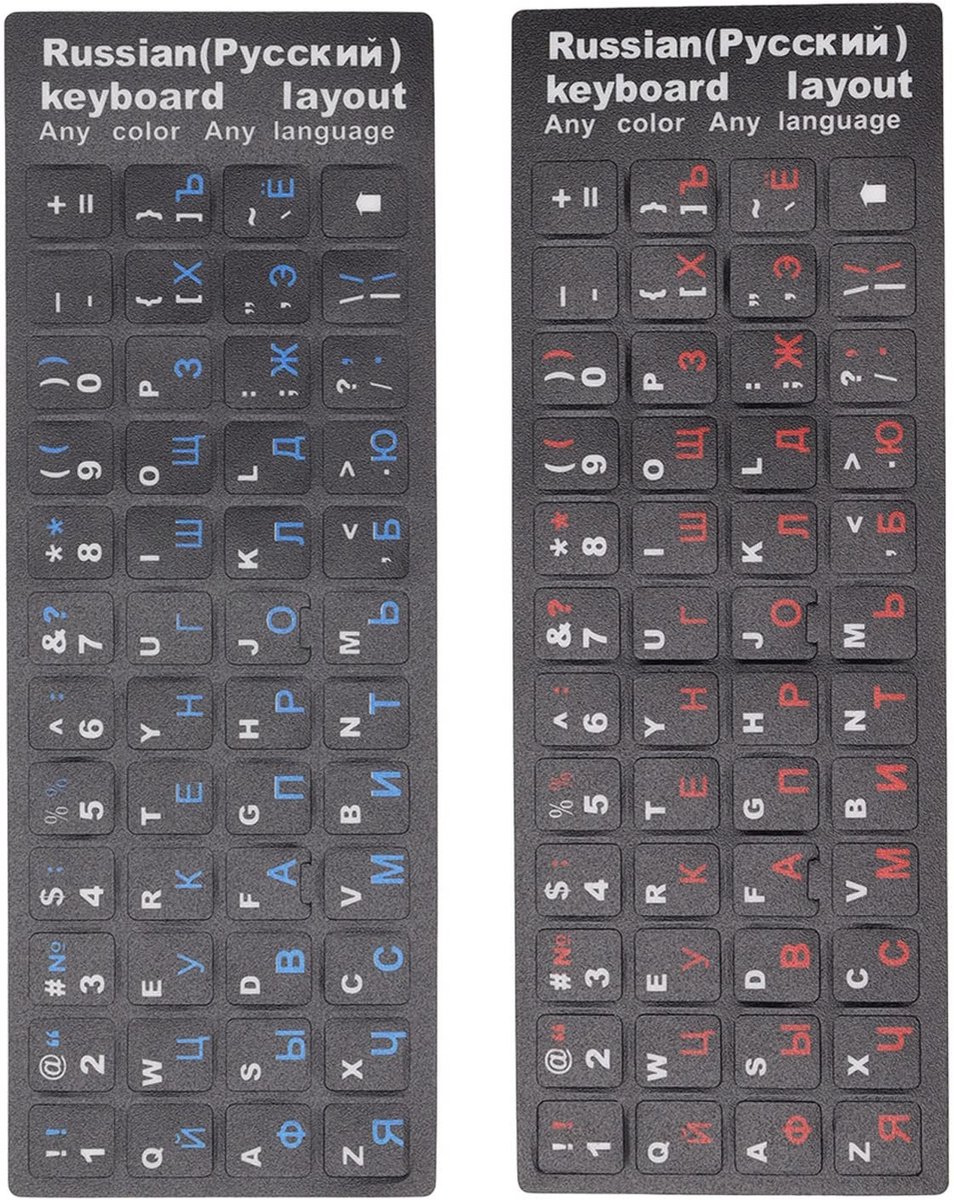 Allecto - Universele Russische Toetsenbord Stickers - Waterdicht en Stofdicht - Blauw en Rood - Toetsenbord Accessoires - Ideaal voor Computers en ...