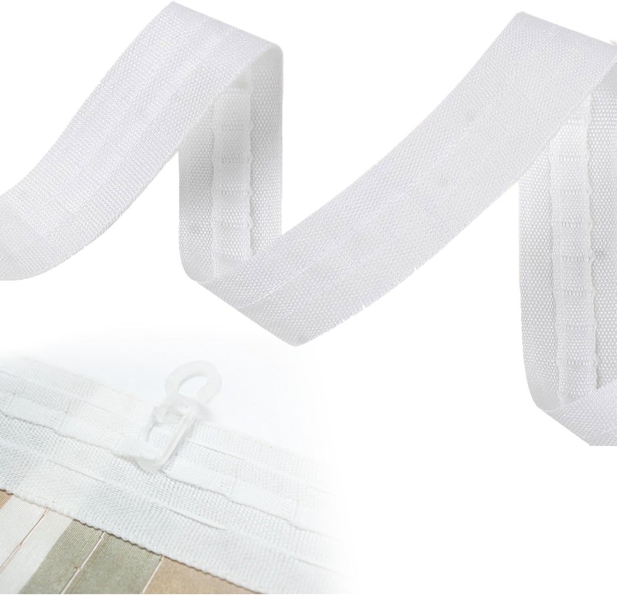 Allecto - Gordijnband - Witte Plooi Tape - Voor Het Maken van Gordijnen - 28 meter x 2,5 centimeter - Meubelstof - Decoratie - Geschikt voor Raamde...