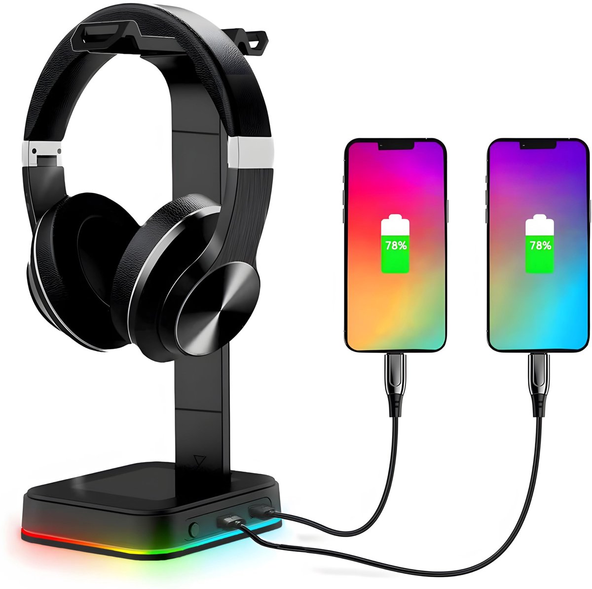 ONF3 - Headset Houder - Gaming Hoofdtelefoons - RGB Verlichting - Zwart - Hoofdtelefoon Stand - Ondersteunt Organisatie - Geschikt voor Thuis - ...