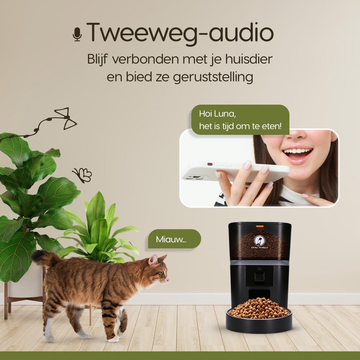 Automatische Voerbak Kat en Hond 4L met Stoomborstel – Voerautomaat met Camera – Full HD 1080P Night Vision – Two-Way Audio – Enkele Voerbak – App-bediening – Voerschema Instellen – Kattenvoerbak Automatisch – Smart Pet Feeder – Prime AnimalZ – Zwart thumbnail 5