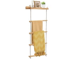 TopChoice® Handdoekladder - Badkamer Ladder - Handdoekrek - 90x40cm - Hout
