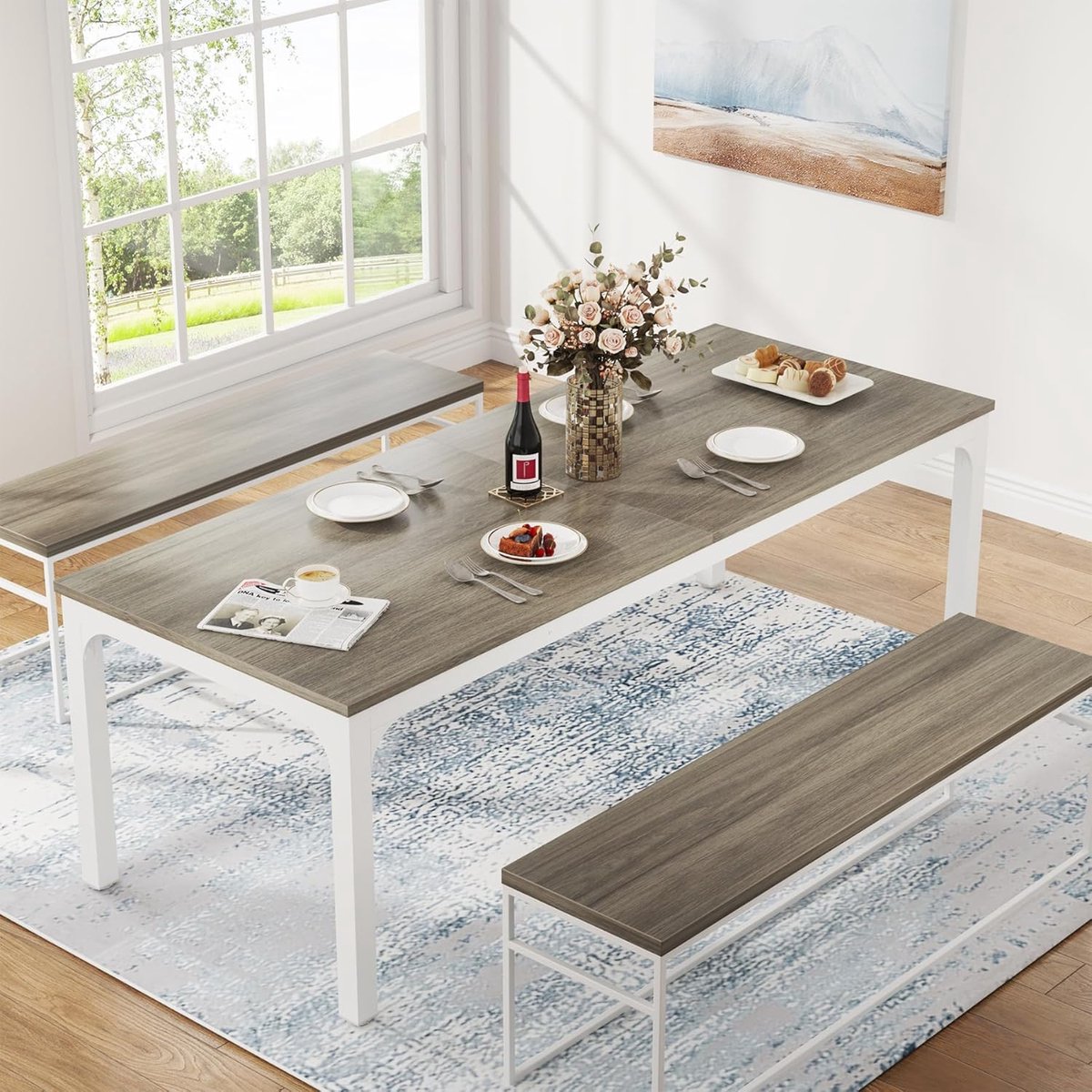 Eettafel 200x70 cm – Industriële Rechthoekige Eettafel voor 6-8 Personen – Grote Houten Keukentafel met Metalen Frame – Rustiek eiken – Duurzaam & Krasbestendig – Dader