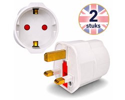 DEGG® - 2x Reisstekker Engeland – Type G Adapter – EU naar UK Stekker – 2 Stuks – Voor Schotland, Malta, Singapore, Hong Kong en Meer – Wit