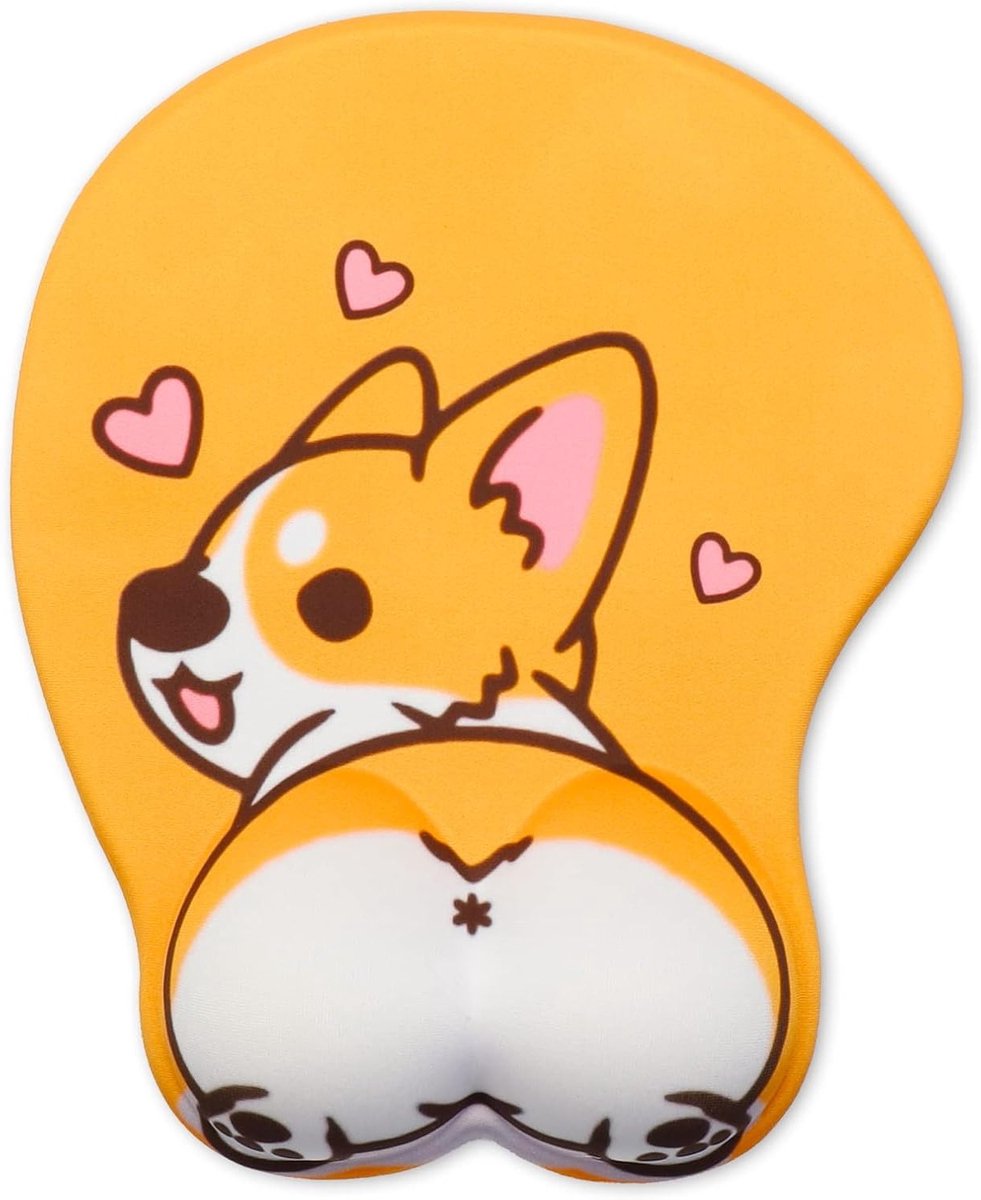 Ergonomische 3D Muismat met Gel Kussen en Handsteun voor Corgi Hondenliefhebbers, Comfortabel en Ondersteunend