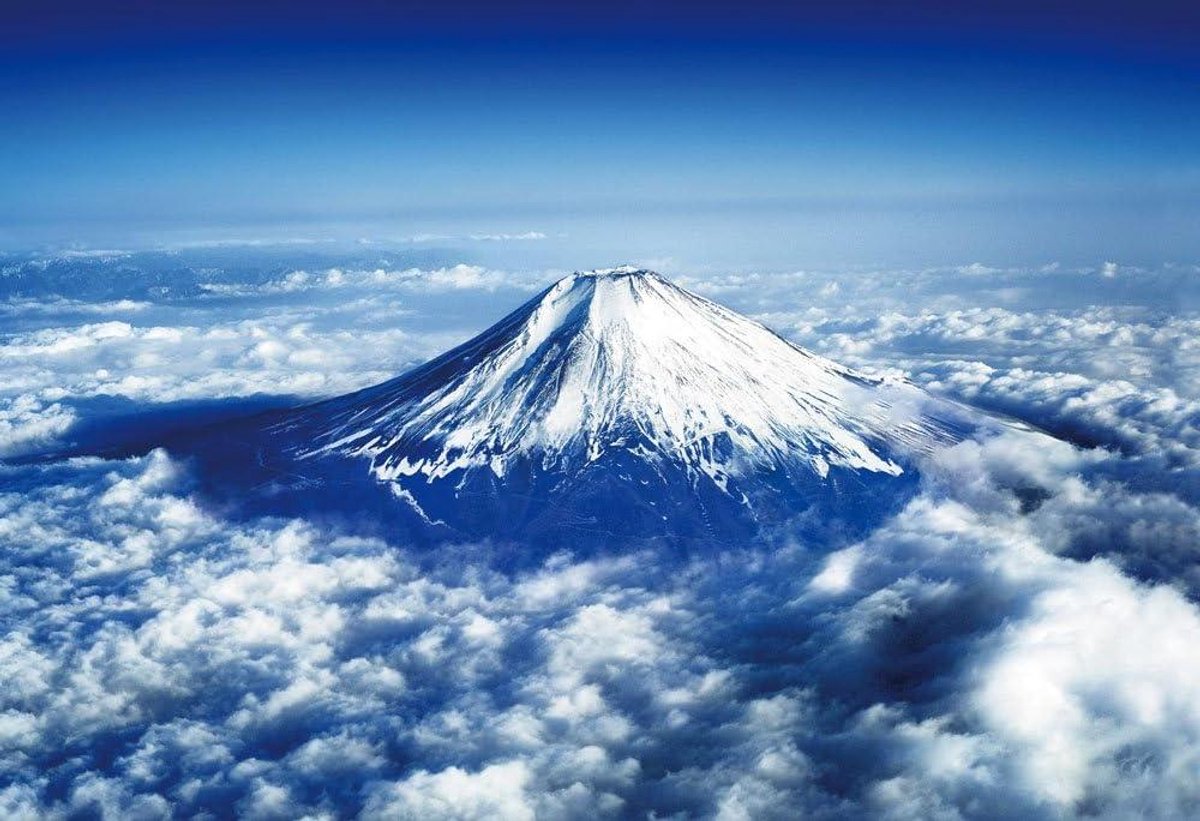 Legpuzzel Werelderfgoed - Puzzel 1000 stukjes - Ontspanning thuis - Luchtfoto Mount Fuji - 43x70cm - Multicolor