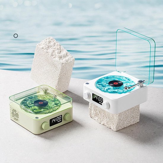 2026-speaker, platenspeler, Waves-platenspeler, stijlvolle Bluetooth-speaker met nachtlampje en tijdweergave, compacte multifunctionele 3-in-1 stereospeaker (groen), Dpofirsk1etcmgov6-13 — afbeelding 4