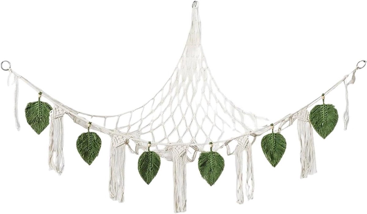 Speelgoed Hangmat - Knuffel Opberger - Kamer Opruimen - Hoekontwerp - 140x110cm - Wit Groen