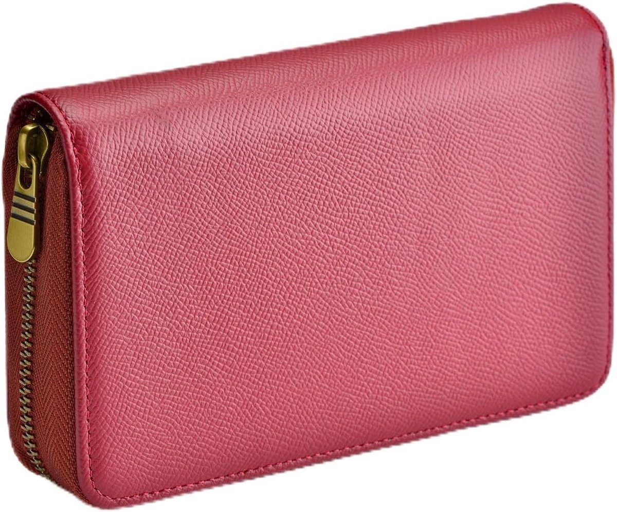 Leren Pennendoos met 10 Vakken, Handgemaakt Organizer voor Rollerball Pennen, Zipper en Pocket in Wijnrood