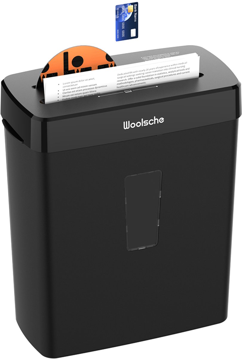 Re-purelife® papiervernietiger 8 vellen | documentvernietiger van ABS en kunststof | cross-cut met P-4 veiligheidsniveau | compacte shredder voor thuis en kantoor | zwart 31 x 16 x 38 cm