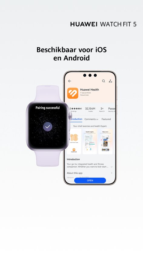 HUAWEI WATCH FIT 5 Groen Smartwatch - Premium ontwerp - Geavanceerde Buiten workoutmogelijkheden - Professioneel gezondheidsmonitoring met TruSense - Compatibel met iOS & Android