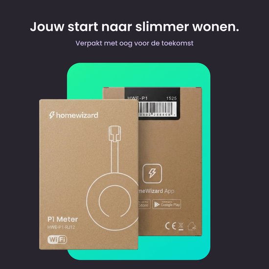 HomeWizard - Wi-Fi Energie Monitor - P1 Meter - Energie Verbruiksmeter - Inzicht in je stroomverbruik via App