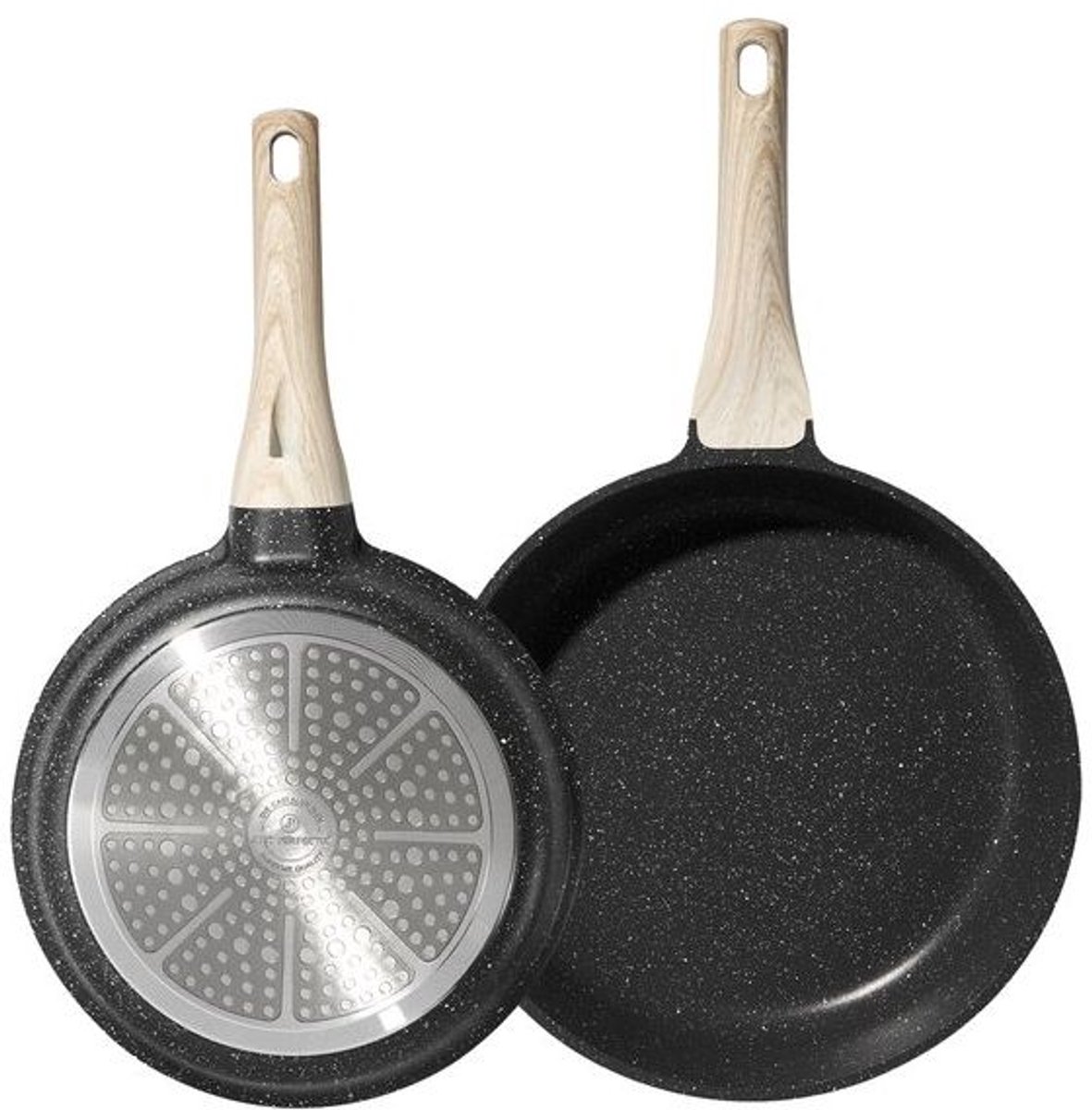 Just Perfecto Koekenpannen - 20-24 Cm Pannen - Koekenpannenset Voor Alle Warmtebronnen - PFOA PFAS Vrij - Pan Inductie - Beige