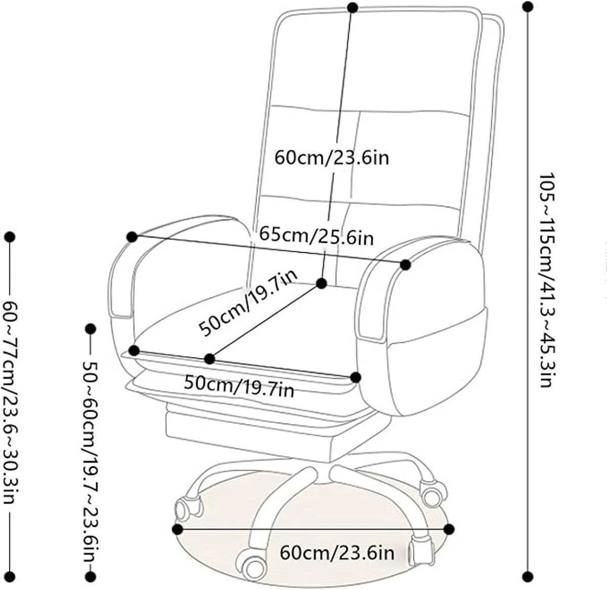 Ergonomische Bureaustoel – Verstelbare Executive Computer Stoel met Kantelfunctie, 360° Draaibaar, Lendensteun, Hoog Comfort PU Leer, Stalen Frame, Belastbaar tot 150 kg thumbnail 2