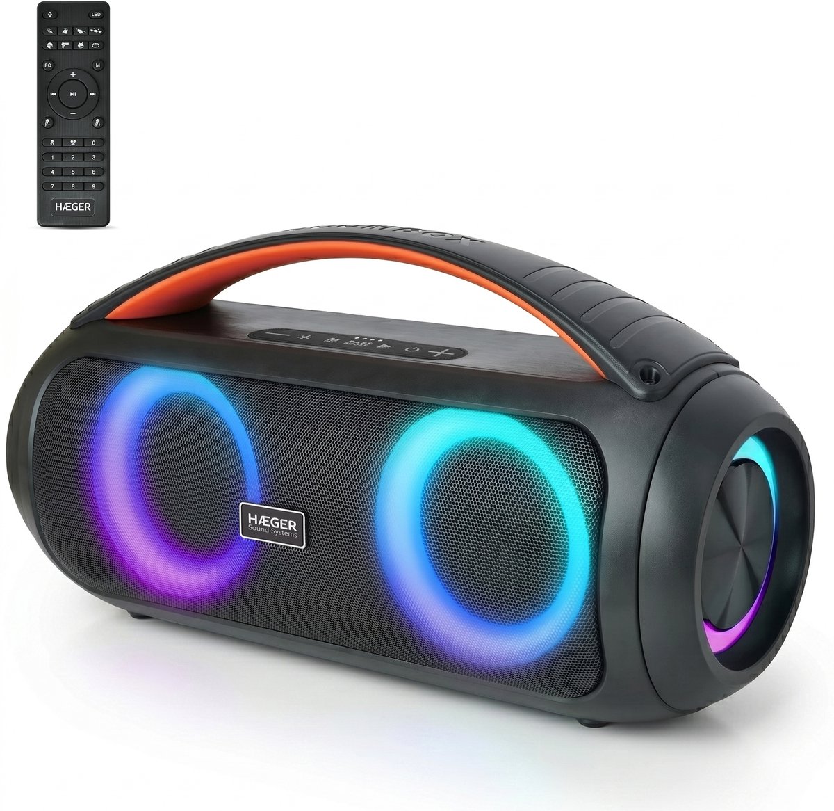 Haeger Cool Boom Bluetooth Speaker - Met Afstandsbediening - 29 uur Batterijduur - Draagbaar - Boombox - Draadloos - Draadloze - Muziek Box