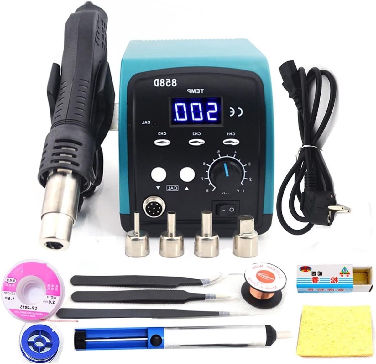 Soldeerstation Hete Lucht - Herstelstation Desolderen - Elektronica Reparatie - Verstelbare Temperatuur - 750W Vermogen - Zwart