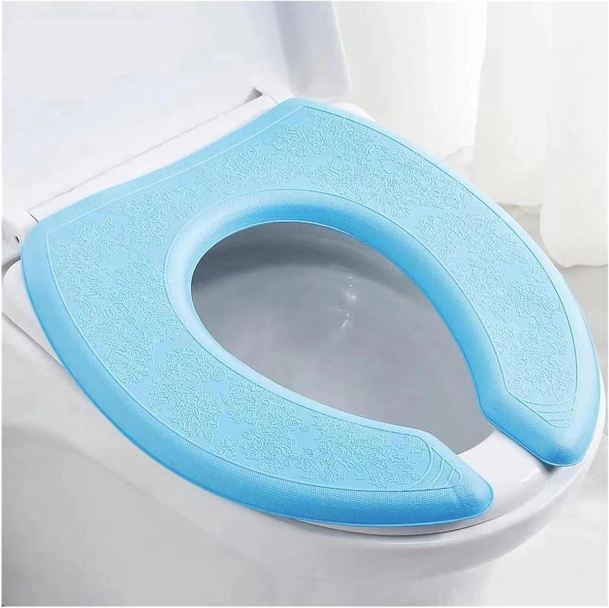 Toiletbrilhoes - Wasbaar Kussen - Badkamer Comfort - Zacht Ademend Materiaal - V-vorm - Blauw